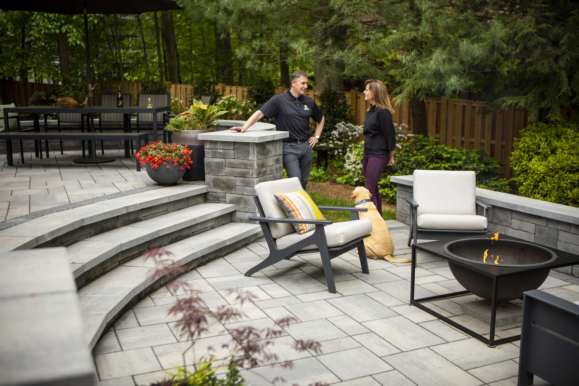 landscape designer and customer meeting to discuss a project