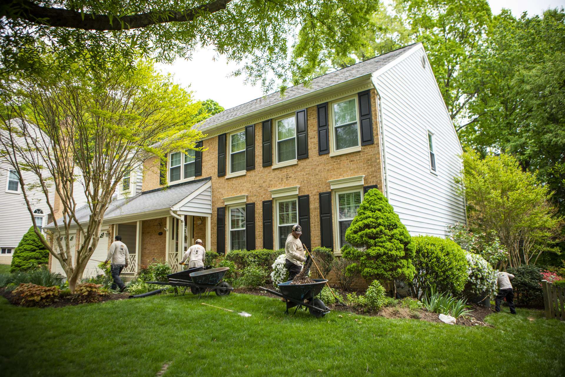 landscape maintenance technicians caring for lawn and landscape