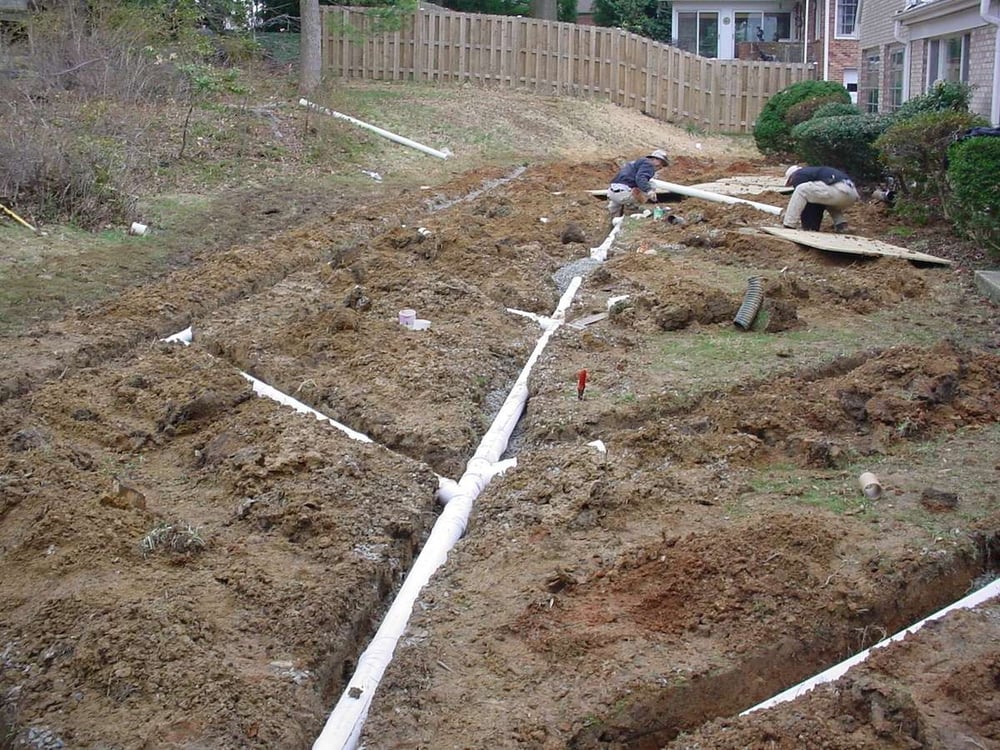 lawn drainage underground piping installation