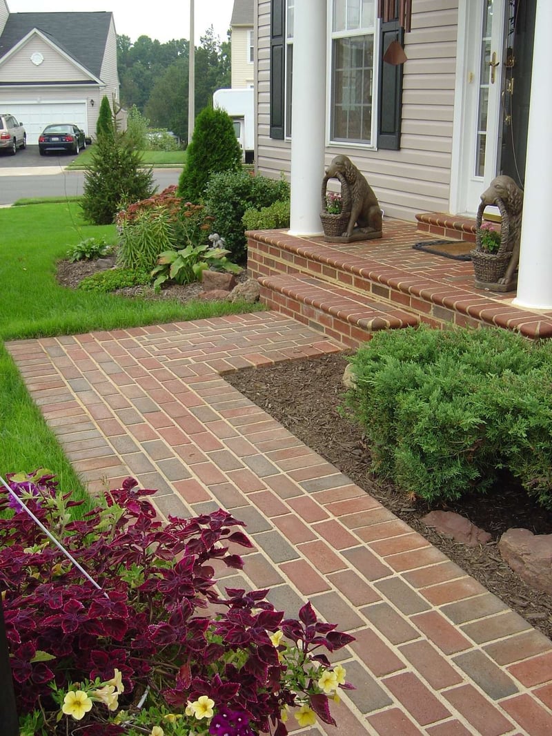 Brick walkway design at house in Virginia