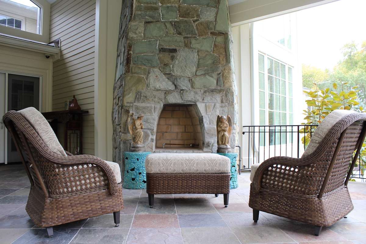 Stone outdoor fireplace 