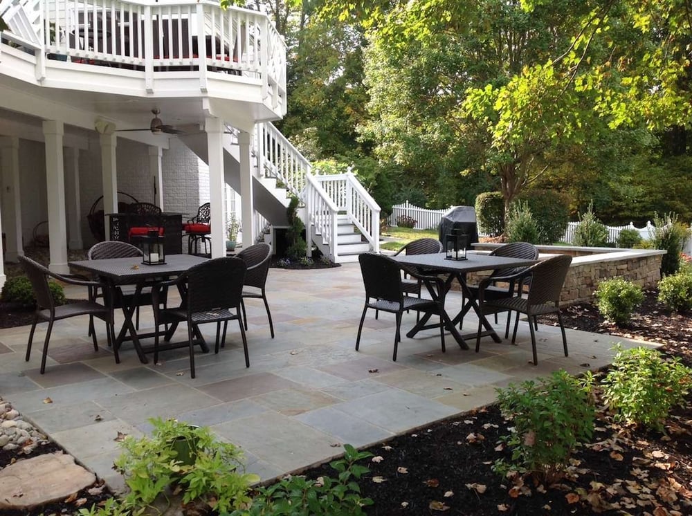 deck and flagstone patio built by a landscaping company