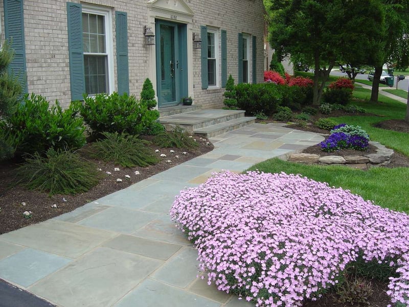 Natural stone walkway design at house in Alexandria, VA