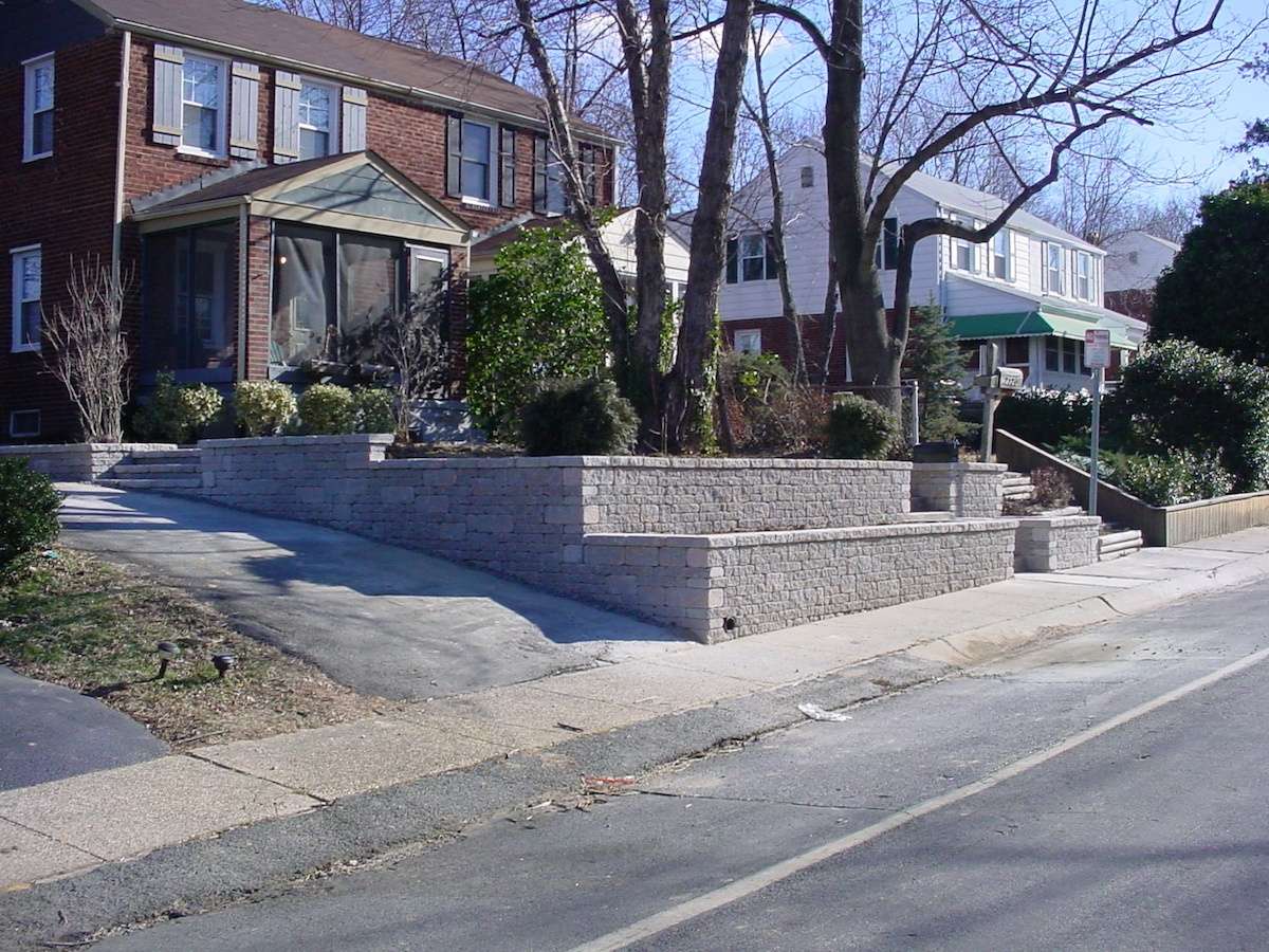 terrace built in sloped front yard