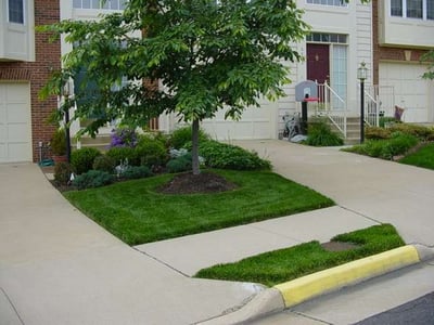 Townhouse with beautiful professional landscaping