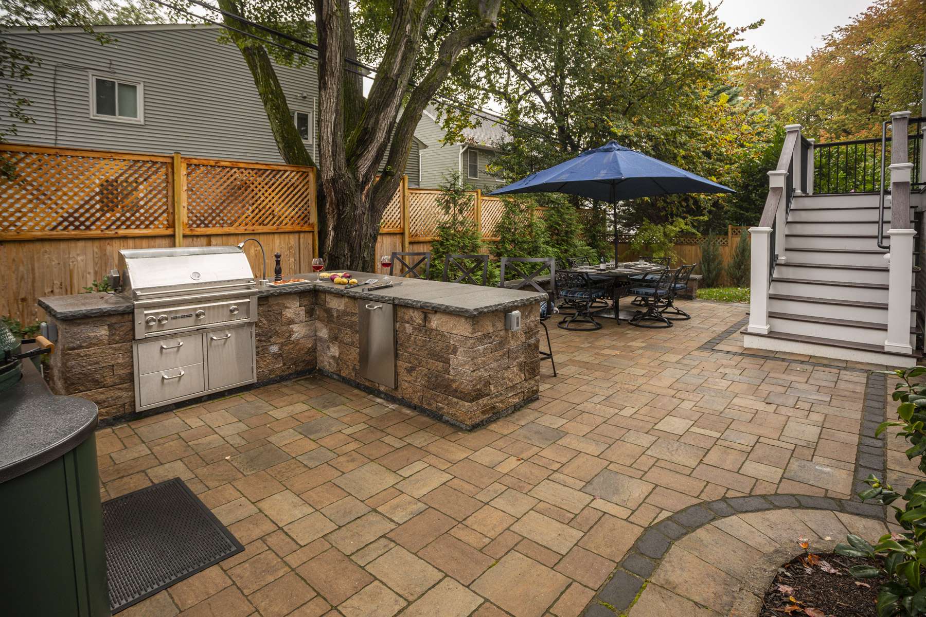 Paver patio and outdoor kitchen installation