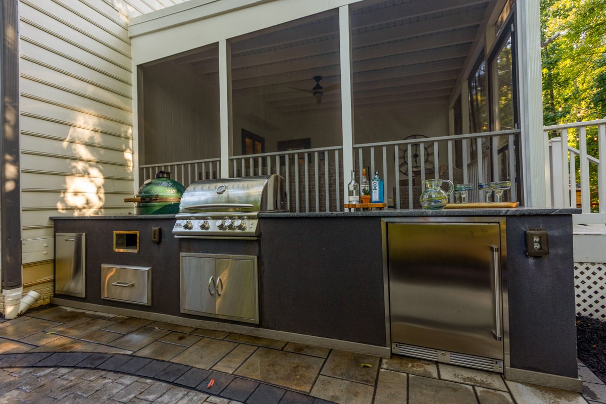 landscape design paver walkway planting beds outdoor kitchen reeves residence 3