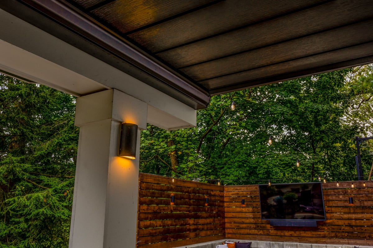 landscape design wooden wall television landscape lights covered porch thomas residence