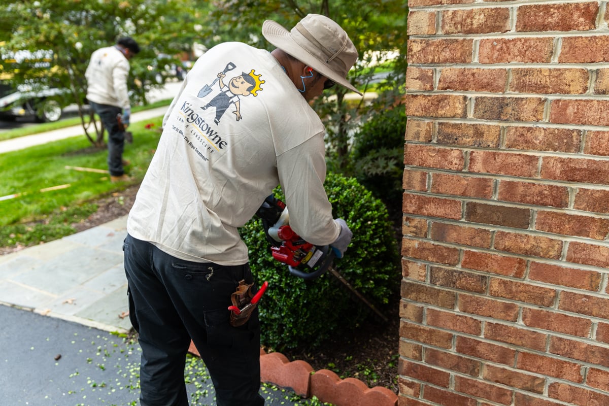 maintenance crew shrub pruning trimming cleanup fall