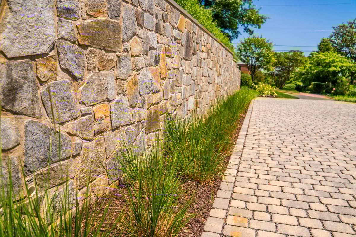permeable paver walkway driveway wall