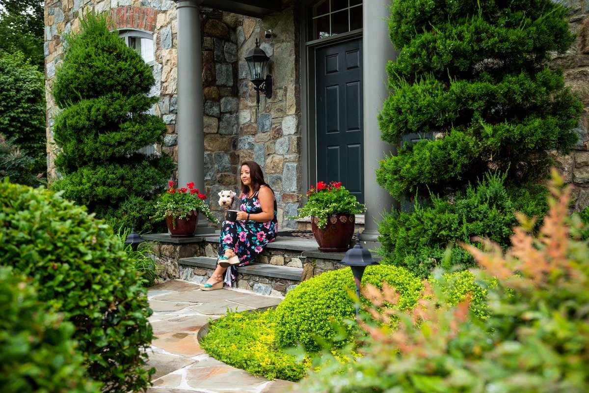 front yard landscape with beautiful plants