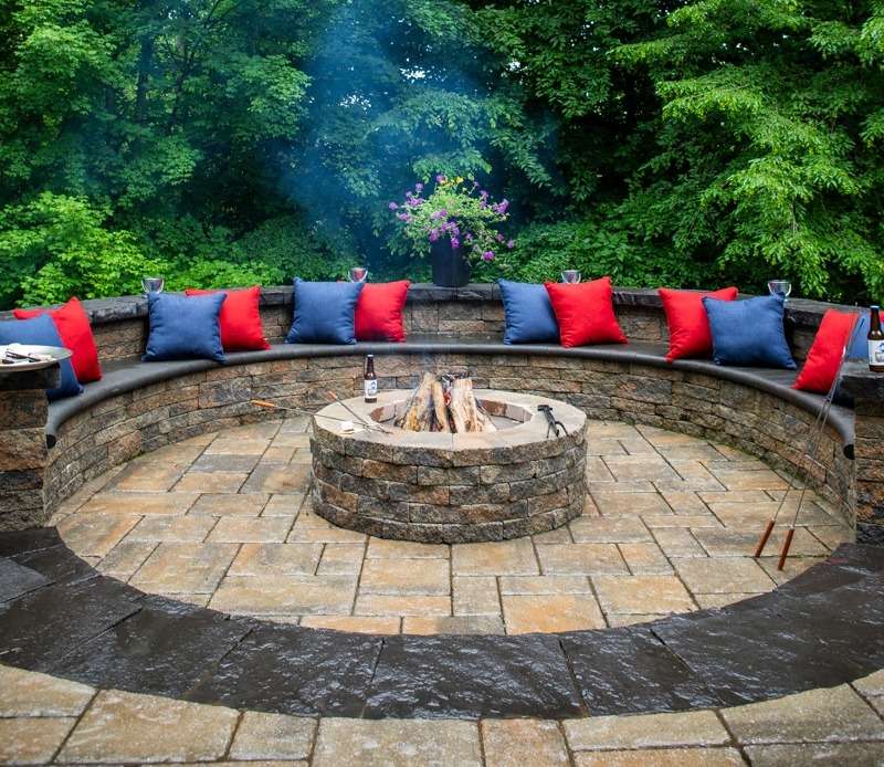 Custom fire pits with paver patio
