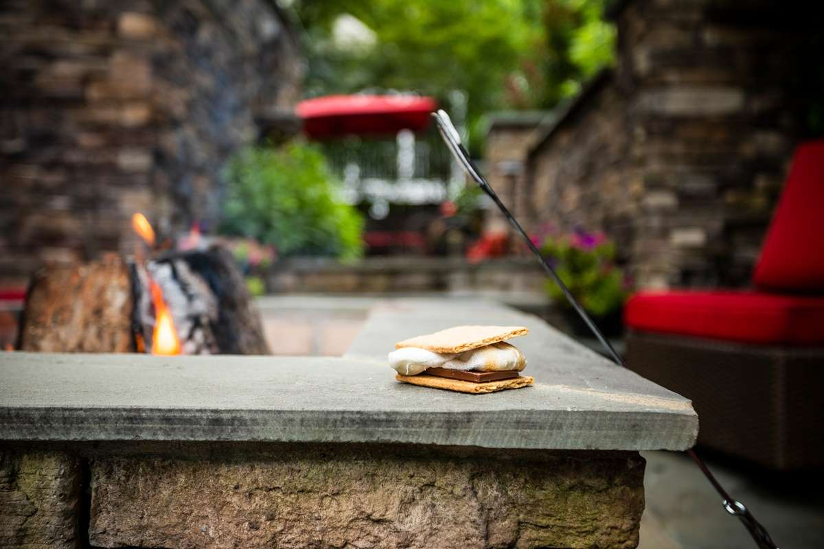 Smores from a stone fire pit