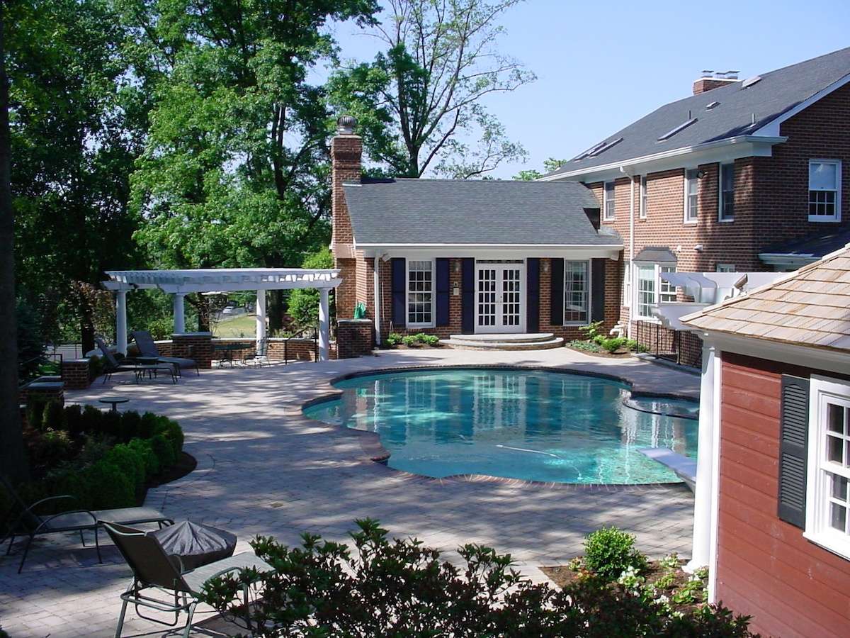 nice pool and landscape in a northern virginia backyard