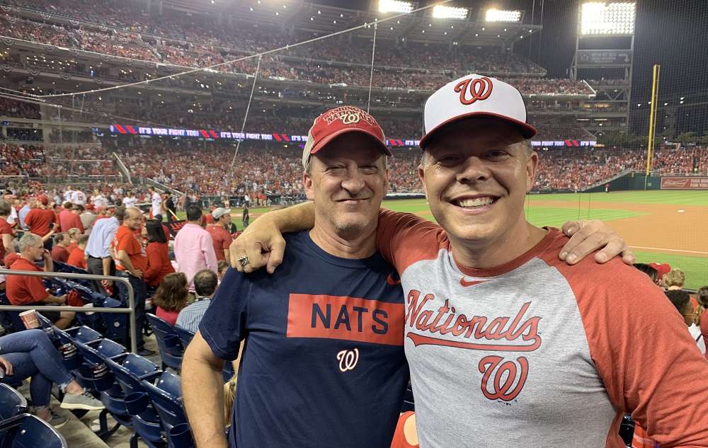 Mike Perez and Krisjan Berzins at Nationals game